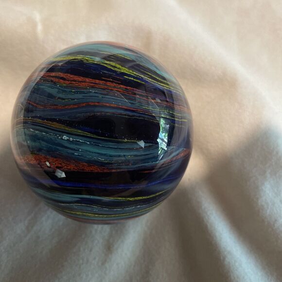 Beautiful Blue Galaxy Art Glass Paperweight 2.5" & Multi-Color Swirls. NICE!!! - Picture 5 of 8
